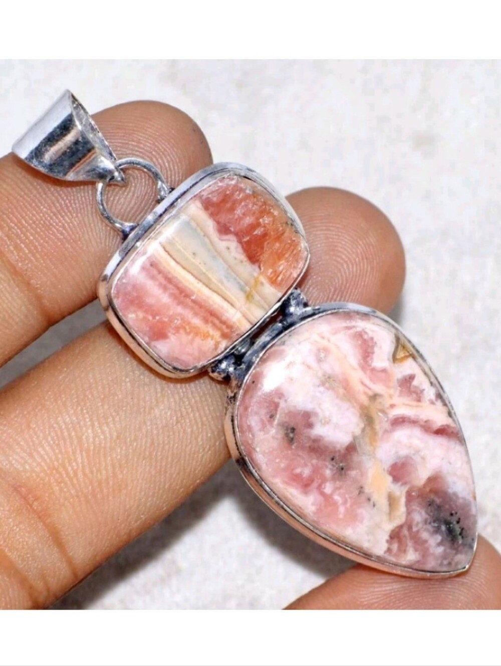 Rhodochrosite Gemstone Jewelry 925 Sterling Silver Handmade Pendant Necklace
